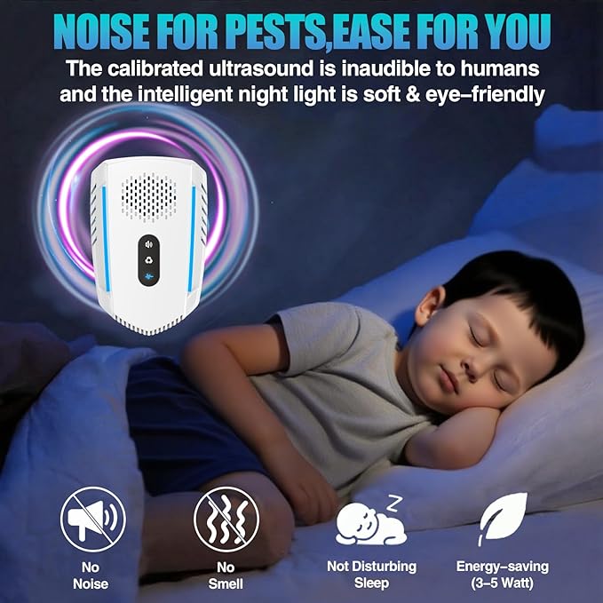 2025 Upgraded Ultrasonic Pest&Insect Repeller,6 Packs Electronic Mouse Ultrasonic Repellent for Roach,Rodent,Bugs,Mosquito,Spider,Ant,Mice Plug in Pest Control Device with 3 Mode Switching