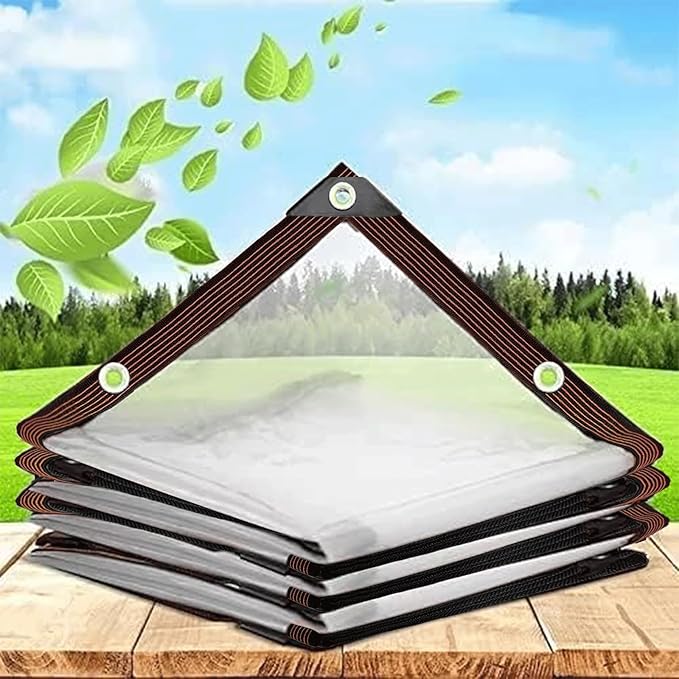 Clear Tarps with Grommets, 4x6FT with 1 Rolls Ropes Anti Tear Waterproof Tarps for Outdoors Clear Plant Covers for Covering Firewood Piles Patio Furniture Dog or Chicken Coops