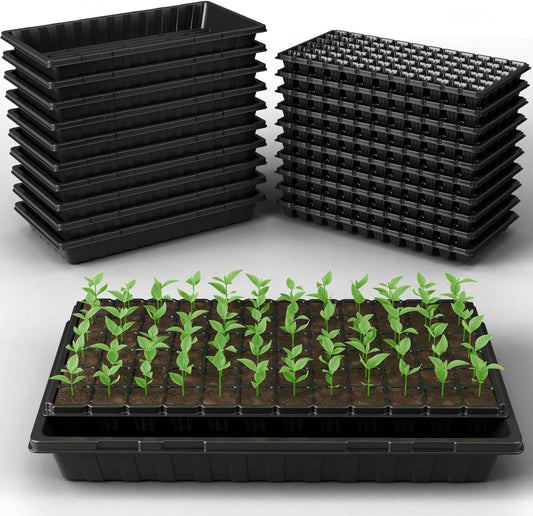 20 Pack Flower and Plant Cultivation Trays,1020 Seed Starting Trays No Holes and 72 Cell Seedling Starter Plugs Reusable for Microgreen Seedling Germination, Indoor Outdoor Gardening