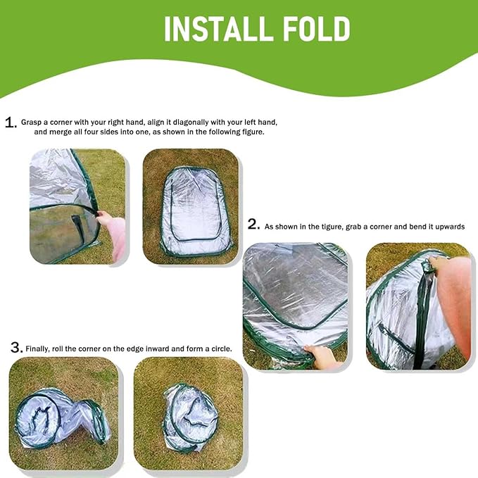 Pop Up Greenhouse Plant Greenhouse Cover, Mini Transparent Freeze Protection PVC Tent with Roll-up Zipper Entry Doors for Indoor and Outdoor Gardens Protecting Plant from Cold Frost (PVC, 39x39x39in)