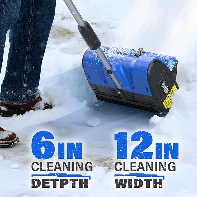SOYUS Electric Snow Shovel Cordless, 20V 12-Inch Electric Snow Blower, Snow Shovel for Driveway with Handle LED Light and Directional Plate (1x4.0Ah Battery, Charger and Cover Included)