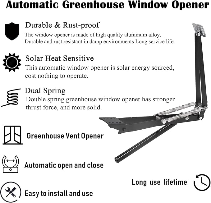 2X Auto Vent Opener Automatic Greenhouse Windows Opener Temperature Sensitive Roof Vent Opener Auto Vent Kit Gardening Tools Greenhouse Accessories Hothouse Roof Vent Kit (Dual Spring Up to 30lbs)