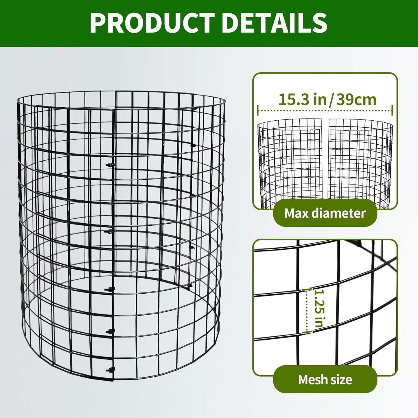 10 Pack Metal Plant Protector, Metal Plant Protection Cages (13" Diax14.2H) to Keep Animals Out, for The Garden Protection of Flowers, Saplings, Fruits Vegetables, Black
