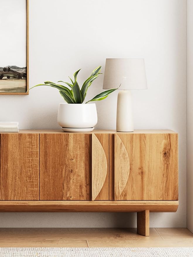 LE TAUCI Ceramic Planter, 10 Inch Plant Pot with Drainage Hole & Saucer – Durable Indoor Planter for Modern Home Decor, White