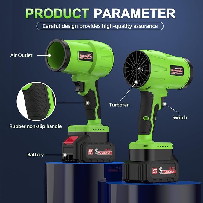 Electric Leaf Blower Cordless with Battery and Charger, 980,000RPM, Portable Handheld Turbo Jet Blower with Adjustable Speed - Lightweight for Patio Cleaning, Lawn Care, Blowing Leaves and Dust(Green)