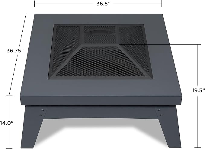 Real Flame Breton Wood Burning Fire Pit - Freestanding & Portable, Includes Spark Screen, Log Poker & Storage Cover