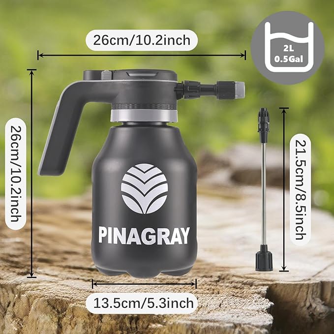 2L/0.5Gallon Electric Water Sprayer - Rechargeable Battery Powered Mister for Plants, Weeds, Cleaning & pet Cooling, Handheld Sprayer with Nozzle and Extension Wand