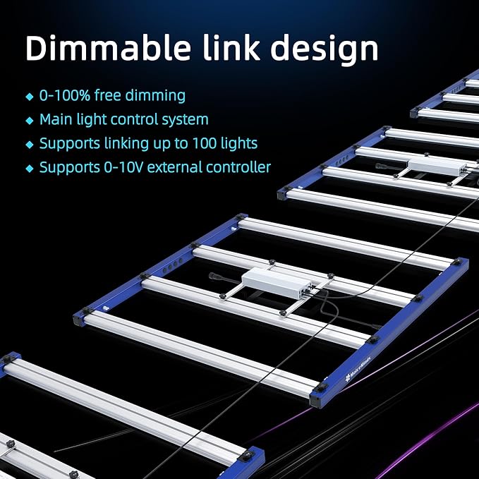 420W Led Grow Lights for Indoor Plants Full Spectrum Foldable and dimmable LED Grow Lights Daisy Chain 4x4/5x5ft Coverage Bar Style Growing Lamp for Indoor Plants