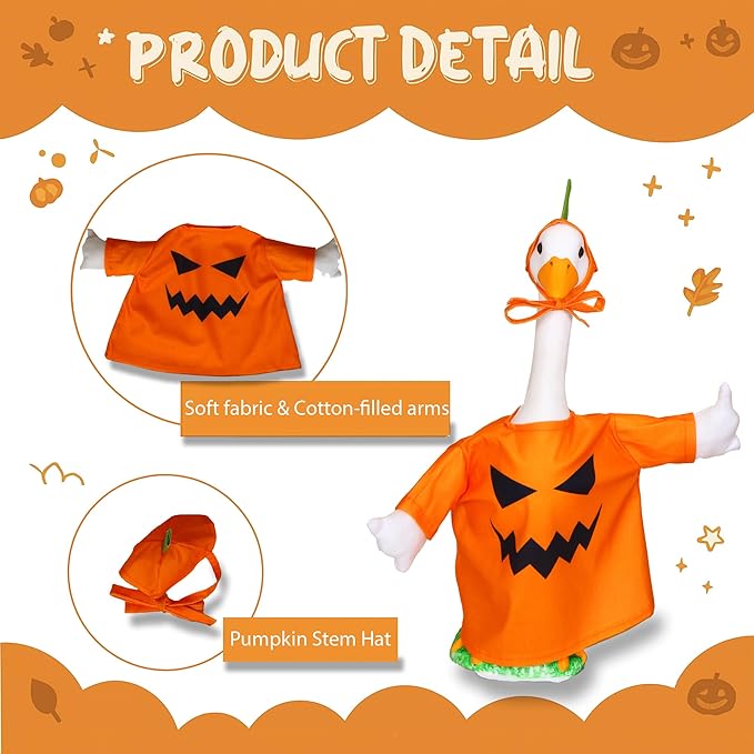 Lawn Goose Outfit – Glossy Cape & Adjustable Hat for 23″ Goose Statue – Halloween & Vampire & USA Flag Costume