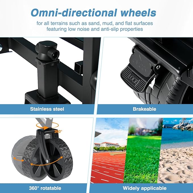 Yesker Foldable Wagon - 300lbs Collapsible Garden Carts with All Terrain Wheels for Outdoor Camping Sports Shopping Gardening - Heavy Duty Portable Utility Trolley (Black)