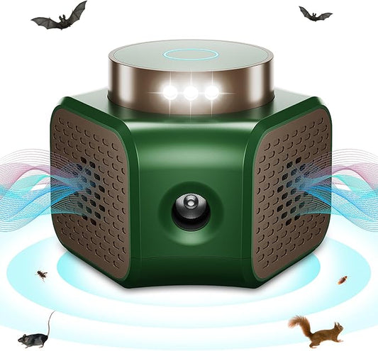 Mice Repellent Indoor Qunifyed Rodent Repellent Ultrasonic Plug in 4 Modes Ultrasonic Pest Repeller with 9 Strobe Lights - Effective Control for Mouse, Squirrel, Rat, Rodent, Roach, Bugs, Bat, Gekos