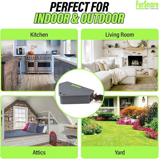 Mouse Bait Station for Outdoor & Indoor with Keys - Mice Traps for House Indoor Kill - Mouse Poisoning Bait Box for Home, Pest Control - Reusable, Safe for Kids & Pets (12 Pack, Gray)