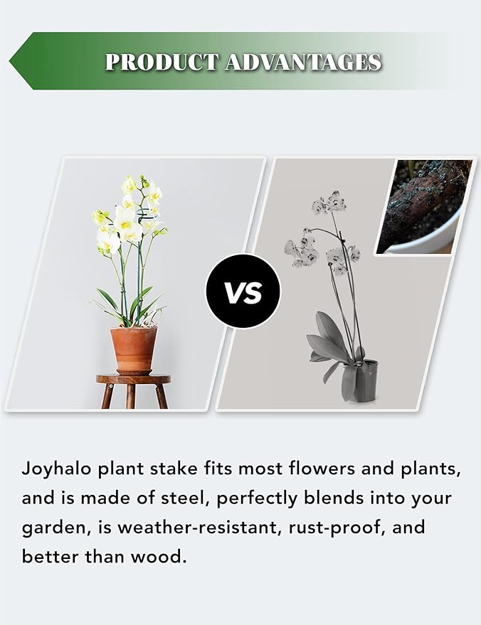 Joyhalo 6 Pack Plant Stakes and Supports, 16 Inch Flower Stakes and Support for Garden Outdoor Plant, Phalaenopsis, Paperwhites, Oriental Lilies, Zinnias, Orchids, Delilah, Lily, Rose, Bean Plants.