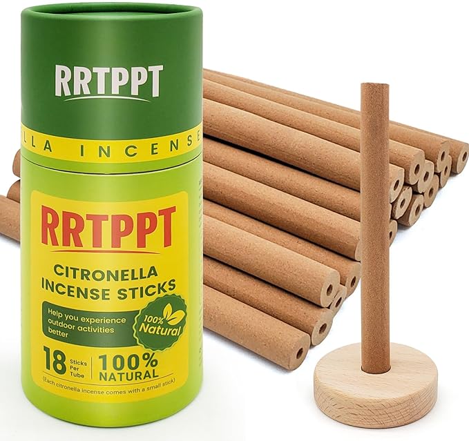 Hollow Citronella Incense Sticks with Natural Ingredients Citronella Lemongrass and Rosemary Oil Help You Better Enjoy Outdoor Life (18 Sticks)