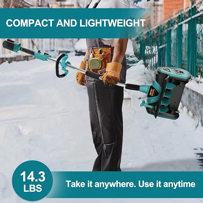 36V Cordless Snow Shovel Compatible with Makita 18V Battery(Tool Only), Electric Power Snow Thrower, Handheld Snow Blower with 13.2" in. Width 8" in. Depth, 26.5' ft Throwing Distance
