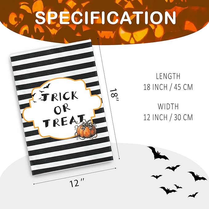 Halloween Garden Flag,12x18 Double Sided Halloween Flags for Outside, with 2 Different Designs Front and Back,Small Burlap Flags for Yard and Garden Decor