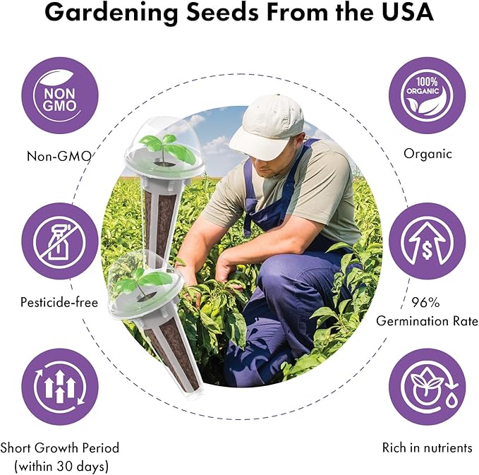 LYKOCLEAN Salad Romaine Lettuce Pods for AeroGarden, Ahopegarden, iDOO Hydroponics Growing System, 350 Seeds+ Including American Fast Lettuce, Paris Island Cos Lettuce, Buttercrunch Lettuce(7-Pods)