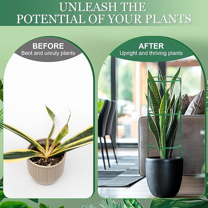 24Pcs Plant Support Stakes, Half Round Plant Stakes for Indoor Plants, Stackable Garden Flower Support, Plant Cages for Tomato,Monstera, Peony, Hydrangea, Climbing Plants