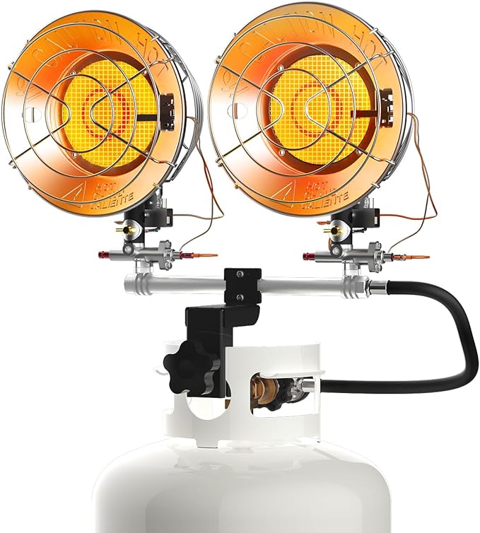 GASLAND PH02S 30,000 BTU Propane Tank Top Heater, Double Burner Tank Top Heate for Camping,LP Gas Heater for Garage, Porch, Outdoor Sports Event