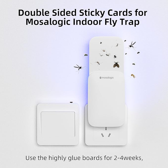 Mosalogic Indoor Fly Trap Refill Glue Cards, Double Sided Sticky Cards Replacement for UVLA1001 Fly Insect Trap - 10Pack