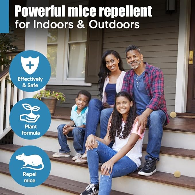 Rodent Repellent Indoor,Mouse Repellent,Mice Repellent Indoor,Rodent Away Repellant,Rat Repellent,Keeps Mice Away,Peppermint Oil Repel Mice from Nesting,Covers 50 sq. ft,Effective for 60-90 Days-12P