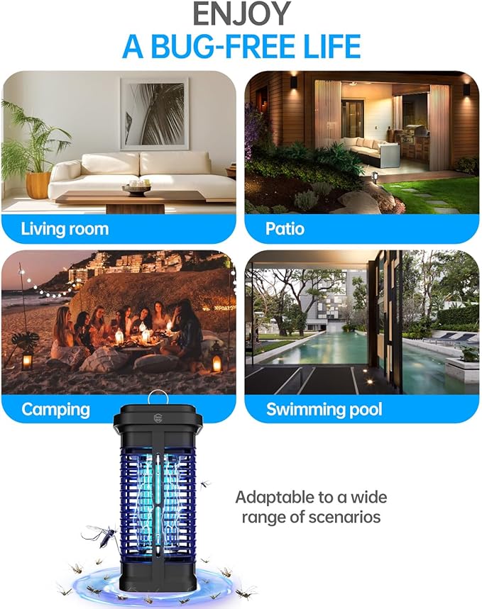 Bug Zapper Outdoor Indoor Waterproof, Buzzkick Electric Mosquito Zapper Effective 4200V Insect Fly Zapper Trap Killer for Outside Patio Porch Backyard Garden