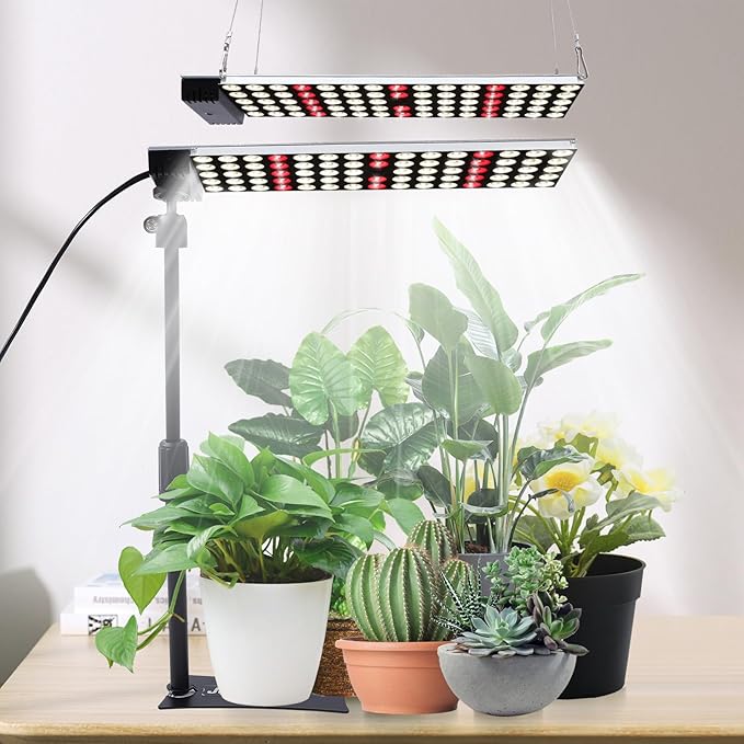 JCBritw LED Grow Lights with Stand 2ft White Full Spectrum with IR Hanging Mounting Standing Plant Light Table Desk Grow Lamp for Seed Starting, Seedlings, Veg, Flower (50.00, Watts)