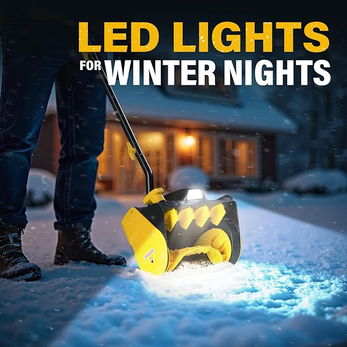 12-Inch Cordless Snow Shovel, 20V Snow Blower With LED Light,Electric Snow Thrower with Directional Plate&Adjustable Handle, 21ft Throwing Distance,12"x6" Clearing Path (4.0Ah Battery included)
