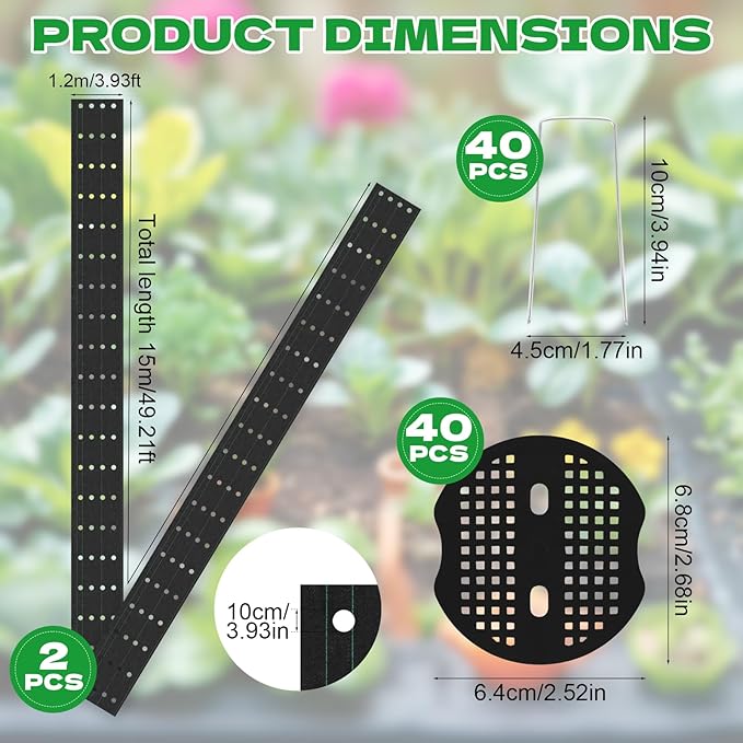 4 x 50ft Weed Barrier Fabric Heavy Duty Landscape Weed Blocker with 80 Holes, Large Weed Block Gardening Ground Cover Mat Weed Control Cloth with 10 U-Shaped Stakes and Gaskets, Black (2pcs,4x50ft)