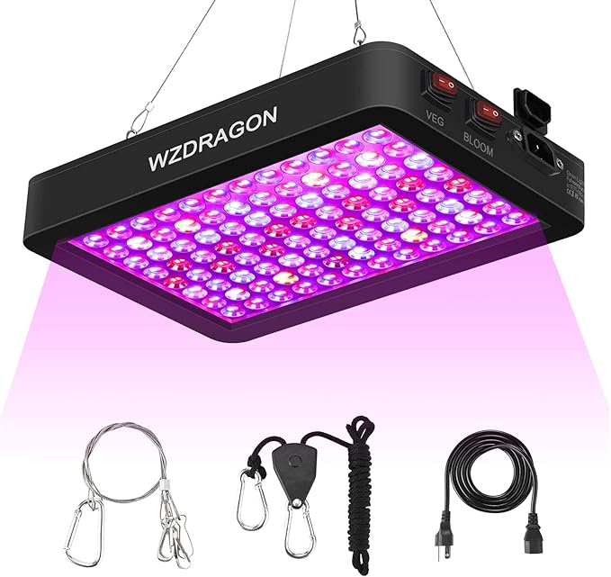 Upgraded BW1000 LED Grow Lights Double Chips Full Spectrum with 10ft Cable for Greenhouse and Indoor Plant Veg and Flower Growing [Black]