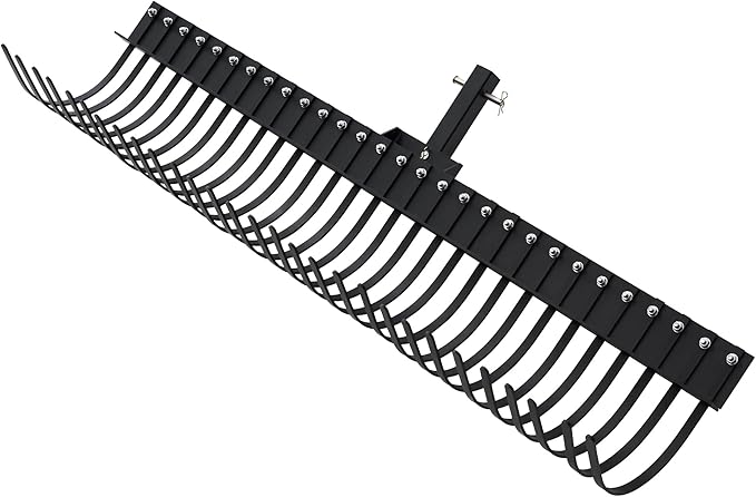 Specraft 72" Behind Landscape Rake for Tractor, Tow Dethatcher Rake with 29 Steel Coil Tines and 2" Receiver, Fit for 3-Point Suspension Systems