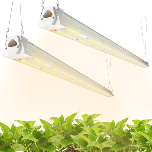 FREELICHT 2 Pack 4FT LED Grow Light, 40W (250W Equivalent), Full Spectrum Sunlight Growing Lamp Fixture, Linkable Hanging Plant Light for Hydroponic Indoor Plants Seeding, Plug-in with On/Off Switch