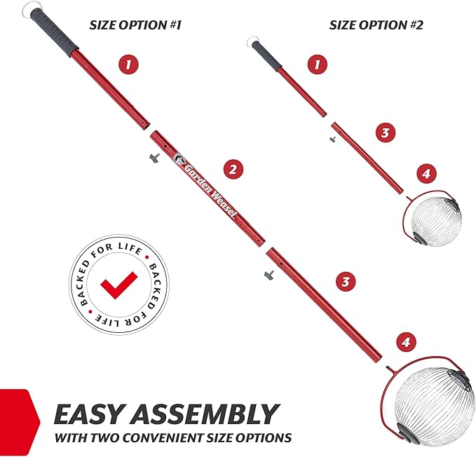 GARDEN WEASEL Medium Nut Gatherer Roller – Nut Collector Tool for Pecans, Hickory Nuts, Golf Balls and More – Yard Picker Upper with Durable Steel Cage and Ergonomic Handle - Newest Model