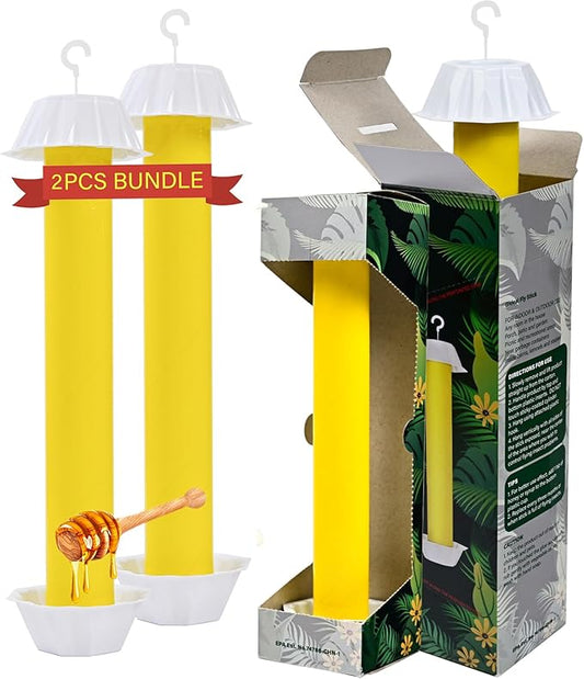 Gideal 2-Pack Yellow Sticky Fly Traps Pest Control for Indoor/Outdoor Use, Gnat Trap for Flying Plant Insect