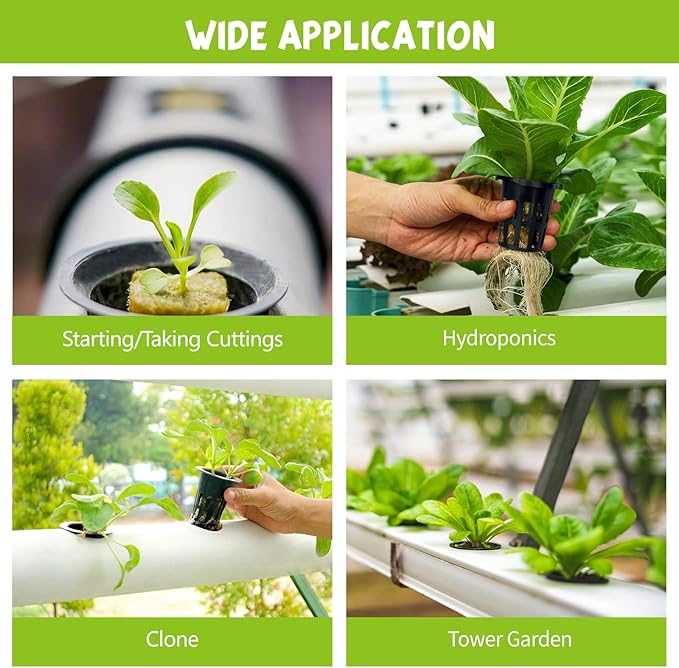 72 Pcs 1.2-Inch Rockwool Cubes with Net Cups and Self-Watering Cord for Hydroponics Great Hydroponic Kit for Cuttings Clone Plant Propagation Seed Starting Soilless Cultivation