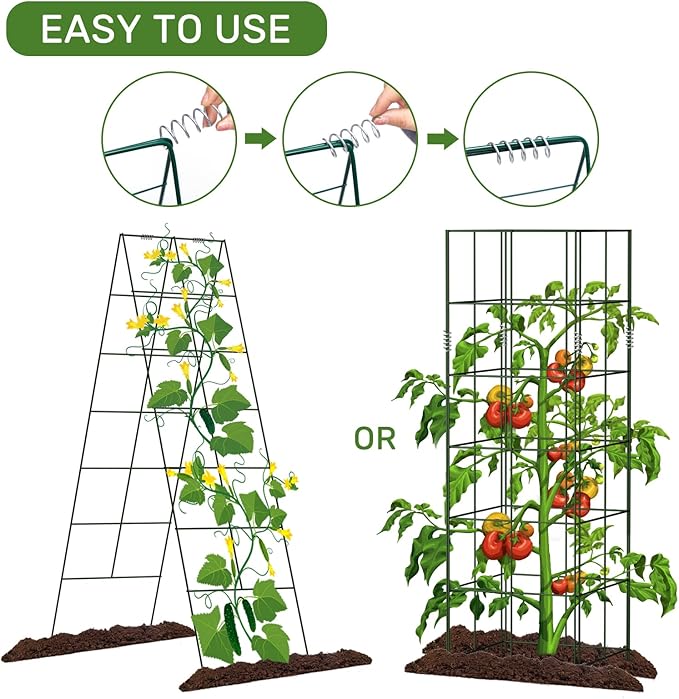 AGTEK 30" x 56" Foldable Cucumber Trellis with Zip Ties Plant Support A Frame Metal Trellis for Climbing Plants, Cucumber, Vegetable