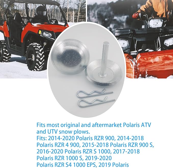 2205071 2208864 2-Pack Snow Plow Skid Shoes Quick Release Adjustable Pin Lock Plow Skid Feet Replacement Hardened Steel Snow Plow Non-Slip Base - with Quick-Release Cotter Pins