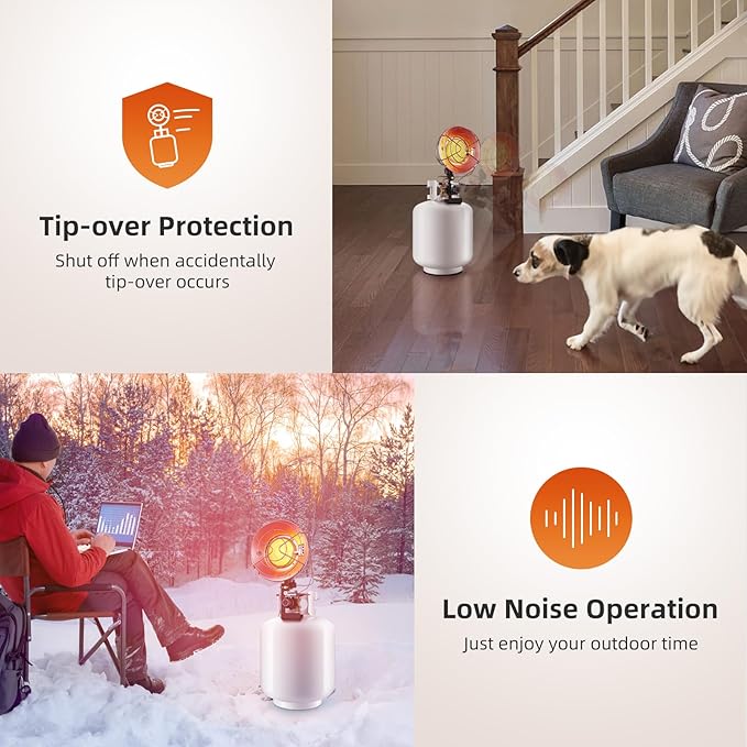 GASLAND Outdoors 15,000 BTU Propane Single Tank Top Heater, with Shut-off Valve and Tip-over Switch, Portable LP Gas Heater for Camping, Garage, Porch, Outdoor Events