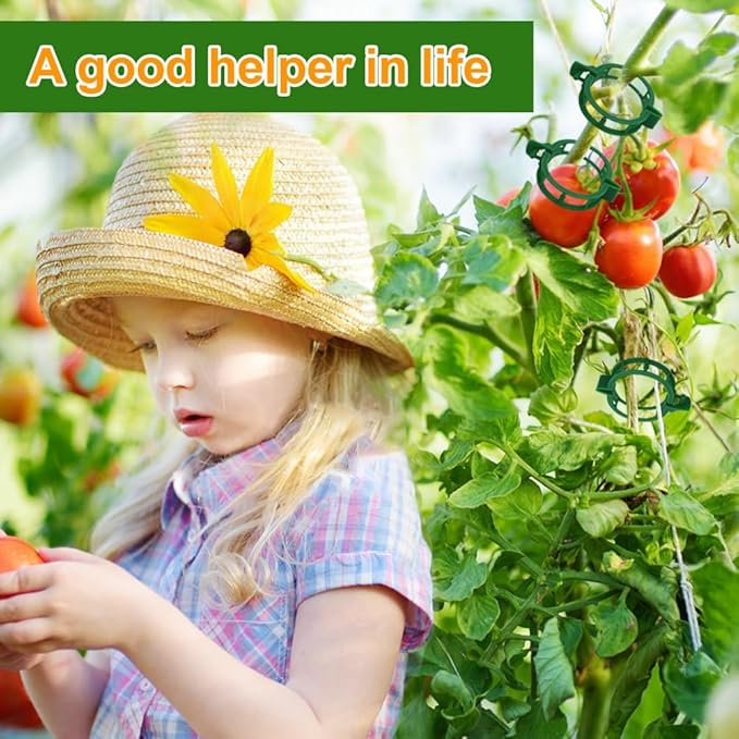 200 Pcs Plant Support Tomato Clips, Garden Clips, Crop Clips for Vine Vegetables, Fixing Tomato, Sweet Pepper, Eggplant, Makes Plants Grow Upright and Healthier（Green）