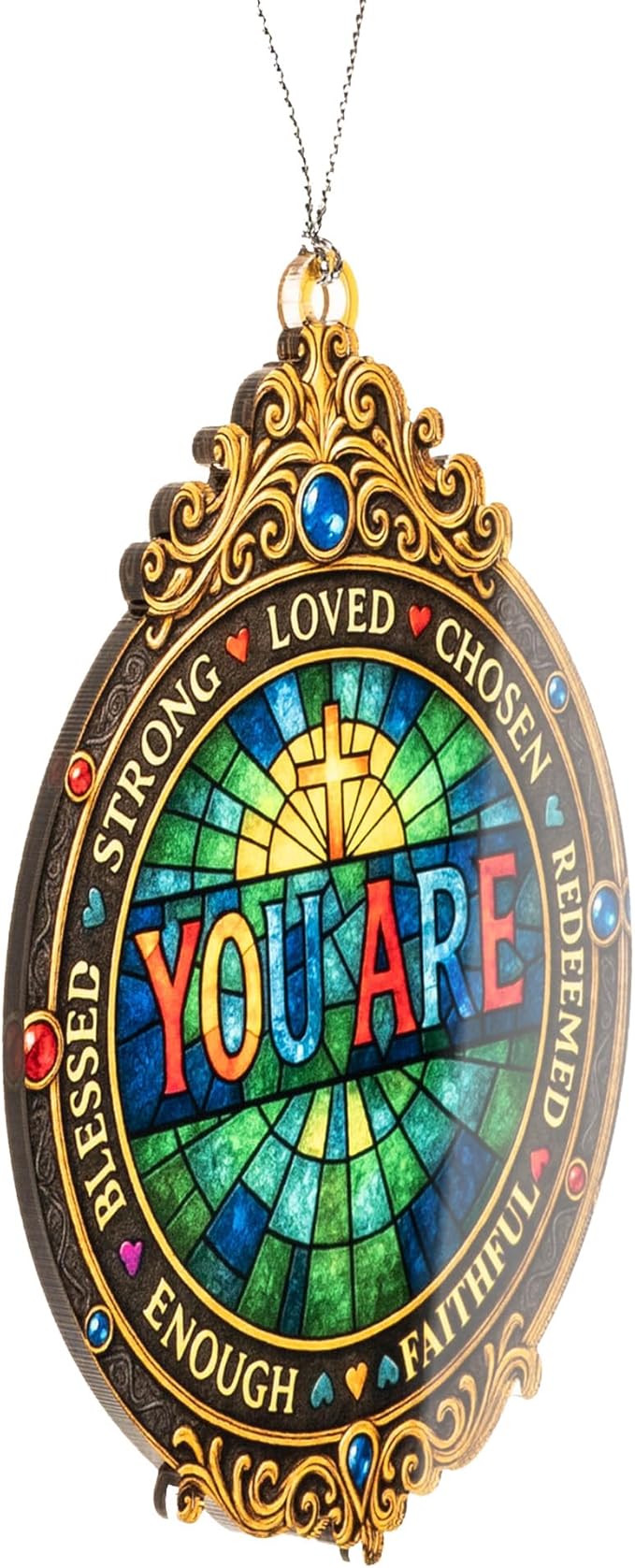 Christian You Are Cross Ornament – christian ornament – religious gifts – bible decor – christmas ornament – Suncatcher effect window hanging – Car Hanging