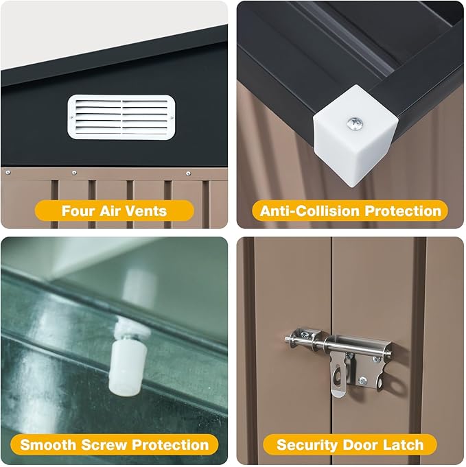 10x12 FT Outdoor Storage Shed with Base & Lockable Double Doors, Heavy-Duty Galvanized Steel Outdoor Metal Shed for Bike, Tool, Generator Storage in Backyard, Patio (10’x12’, Base)