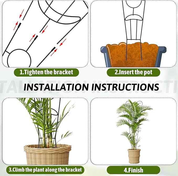 simarro 4 Pcs Metal Trellis for Climbing Plants Indoor, 30 Inch Houseplant Plant Trellis for Potted, DIY Climbing Trelli Flower Pots for Monstera Pothos Vine Ivy Flower