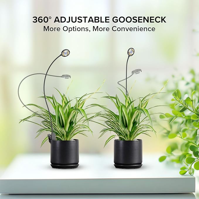 Grow Lights for Indoor Plants, Full Spectrum Plant Grow Lights, 4000K Pot Clip LED Plant Lamps for Indoor Growing with Auto Timer, 4 Dimmable Modes Clip on Light for Succulents 1 Pack