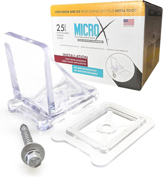 (25) Snow Guard Micro X Pole Barn Stop Snow From Sliding Off Metal Roof Roofing Gutter Guards Stoppers Stops Birds