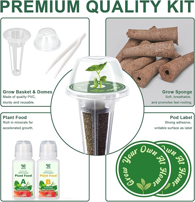 Strawberry Seed Pod Kit, 8 Pod Kit (Include Seed Marigold/Dwarf Sunflower/Shameplant/Cherry Tomato/Strawberry) Seed Pod Kit Compatible with All Indoor Hydroponics