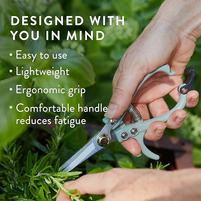 Modern Sprout Pruning Shears - Herb Snipping Scissors- Lightweight Gardening Tools W/Easy Lock - Flower Cutter Garden Shears - Carbon Steel Blade + Plastic-Free Reusable Holster (Multicolor, 12 Pcs)