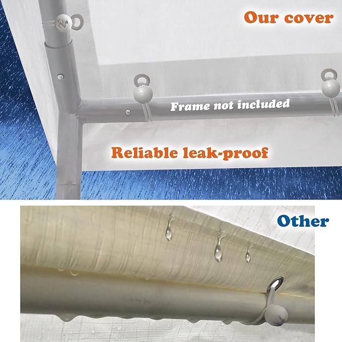 Strong Camel 10'x20' Carport Replacement Canopy Cover for Tent Top Garage Shelter Cover with Ball Bungees (Only Cover, Frame is not Includ (White, 12 x 20')