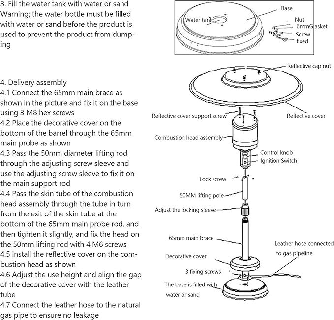 Natural Gas Patio Heater, Adjustable Height (55in-78in), Including an extended hose of 24 feet, Passed CE CSA Certification, It's really perfect to sit outside and use it in spring and autumn