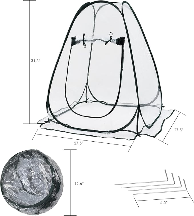 Gardzen 27"x27"x31" Pop up Grow Greenhouse Small Greenhouse, Portable Plant Flowers Mini Green House Cover for Outdoor & Indoor Use
