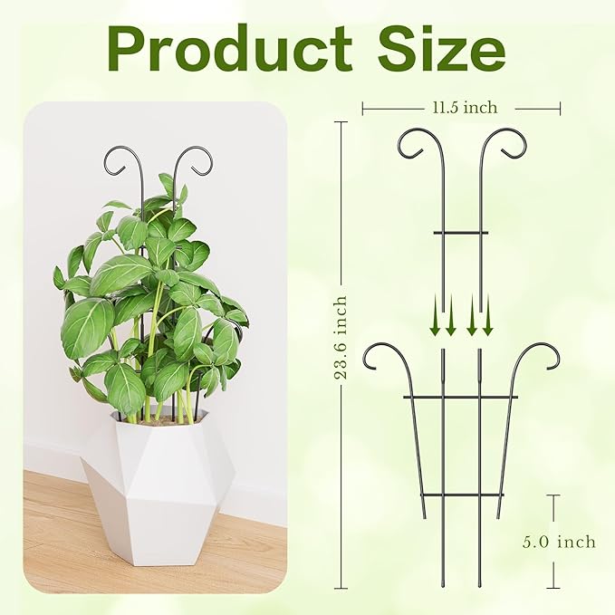 Larger 23.6in Taller Plant Trellis for Climbing Plants Indoor, 4 Pack Metal Garden Trellis for Potted Plants, Rustproof, Larger, Sturdy Climbing Plant Support for Indoor & Outdoor Houseplants